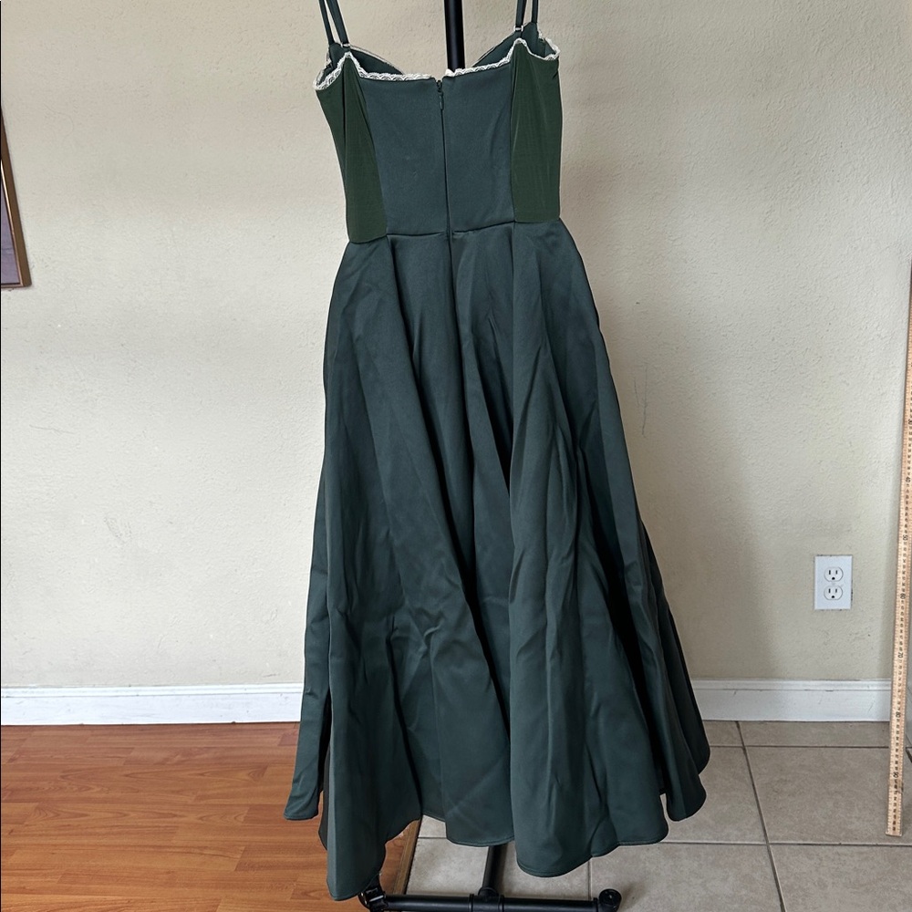 House‎ of CB Mademoiselle Forest Green Satin Tulle Midi Dress XS A-C Cup - Picture 9 of 9